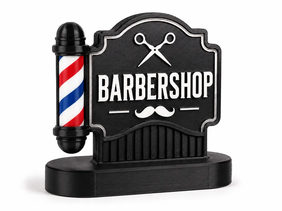 Ejemplo conceptual de letrero 3D personalizado para una barbería