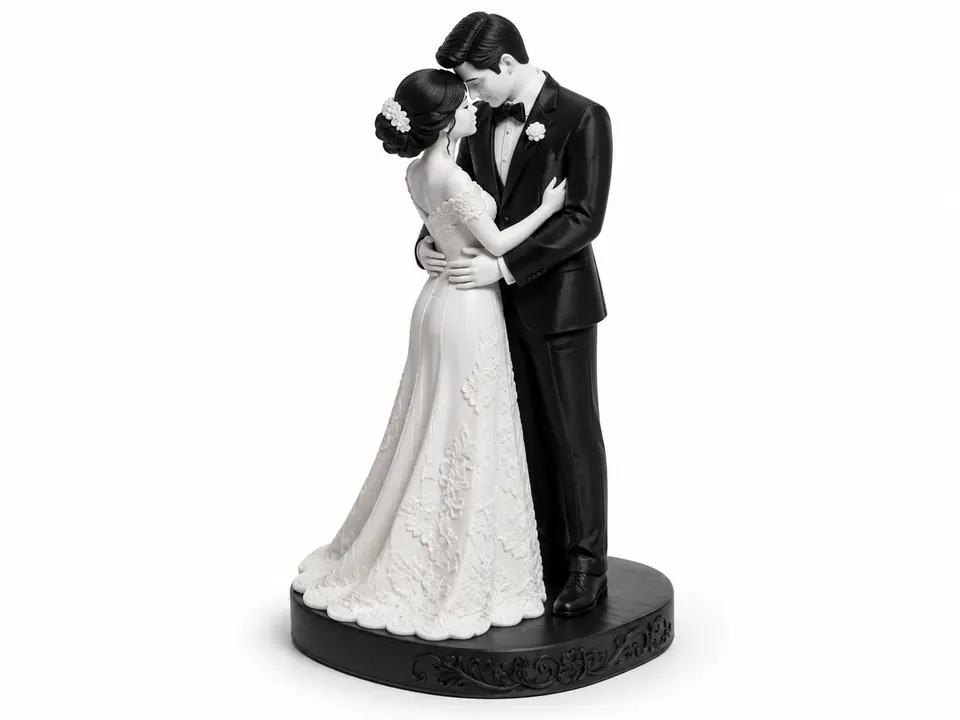 Ejemplo conceptual de figura 3D personalizada de una pareja de novios