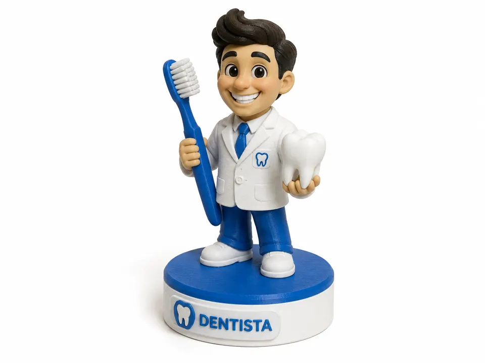 Ejemplo conceptual de figura 3D decorativa de dentista