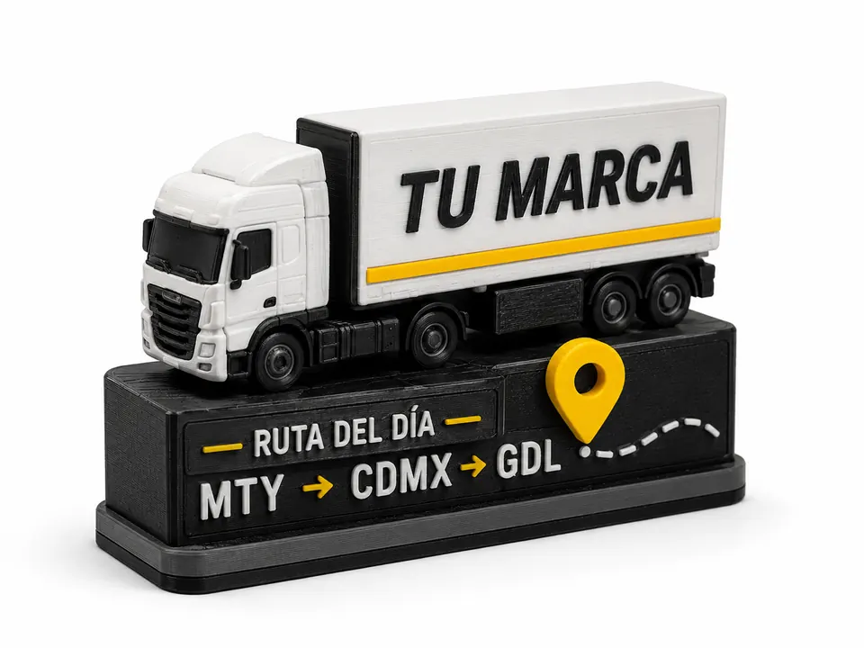Ejemplo conceptual de display 3D personalizado para una empresa de transporte