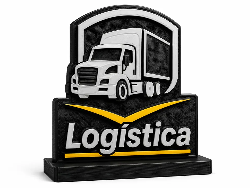 Ejemplo conceptual de emblema 3D personalizado para una empresa de logística